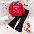 thumbnail image 2 of Toddler Baby Girl Clothes Toddler Girl Outfit Ruffle Sleeve Shirt Flare Pant Set Fall Winter Clothing for 24 Months 2T 3T 4T 5T 6T 7T Girl Hot Pink Size 5-6 Years, 2 of 8