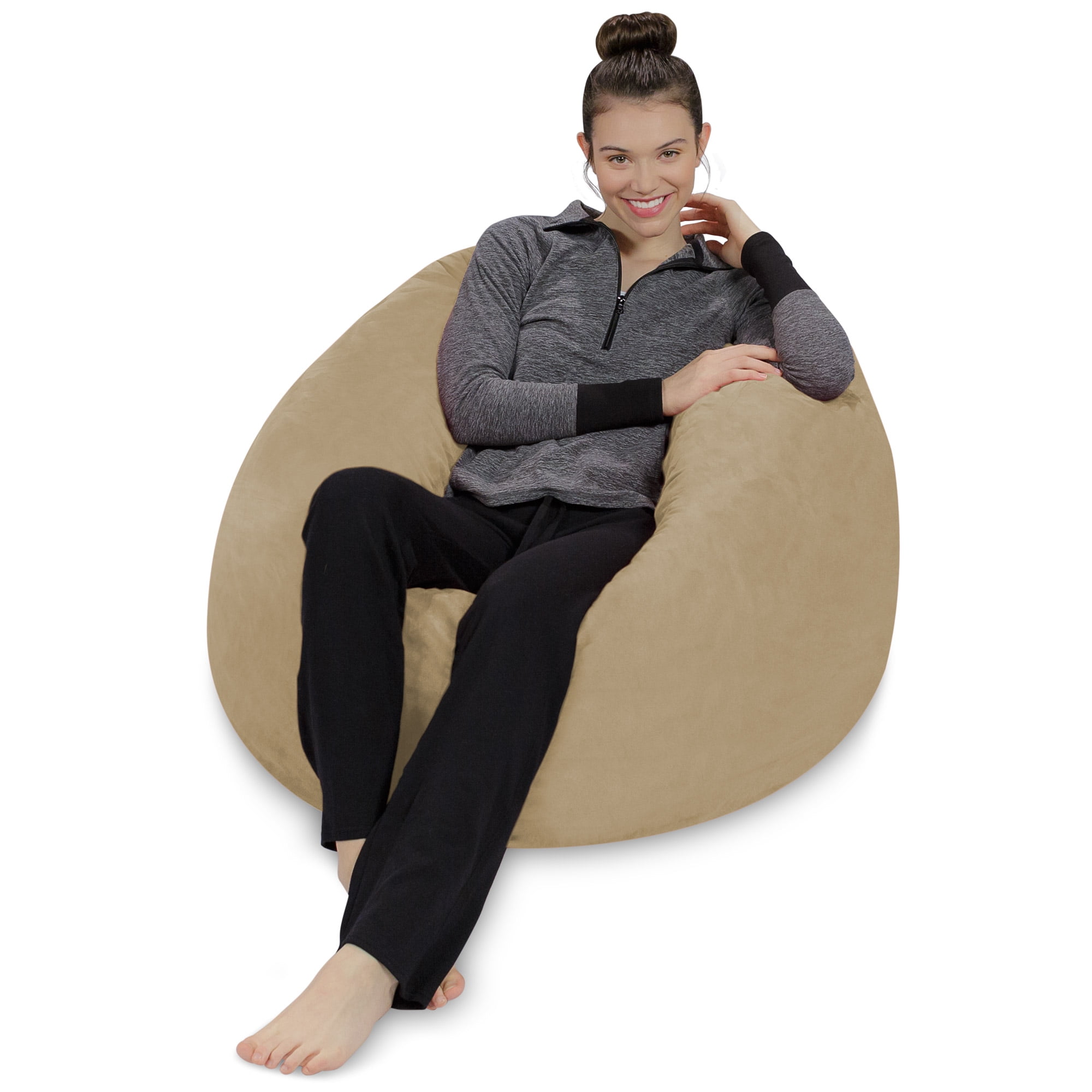 Sofa Sack Bean Bag Chair, Memory Foam Lounger with Microsuede Cover, Kids, 3 ft, Camel