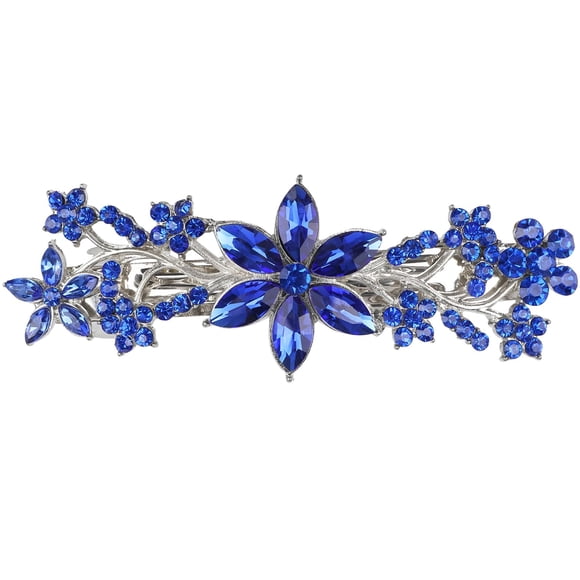 Barrettes en Cristal Vintage, Paillettes Scintillantes Strass Fleur Pinces à Cheveux Style Français Accessoires pour Femmes Filles (Bleu)