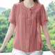 thumbnail image 4 of V Cuello Blusas para las Mujeres, de Moda Retro Bordado Cuello Redondo Cinco Cuartos de Manga para el Uso Casual, 4 of 7