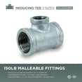thumbnail image 4 of Supply Giant HNSU3603 1-1/4" x 1/2" Galvanized Malleable Reducing Tee with Female Threaded Fitting, 4 of 4