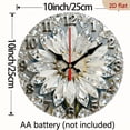thumbnail image 3 of 2D Flat 1pc 10Inch Wooden 1pc Diamond-Studded White Chrysanthemum Wall Clock - Silent Swiss Quartz Movement, 10Inch Round Modern Minimalist Design with Sparkling Diamond Accents, Battery-powered, 3 of 7