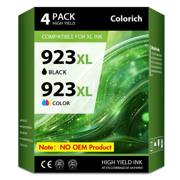 923XL 923 Ink Cartridge with Chip Compatible for HP 923e 923XL for OfficeJet Pro 8130 8135 8120 8122 8124 8125 8132 8134 8135 8138 8139 Printer(4 Pack, Black, Cyan, Magenta, Yellow)