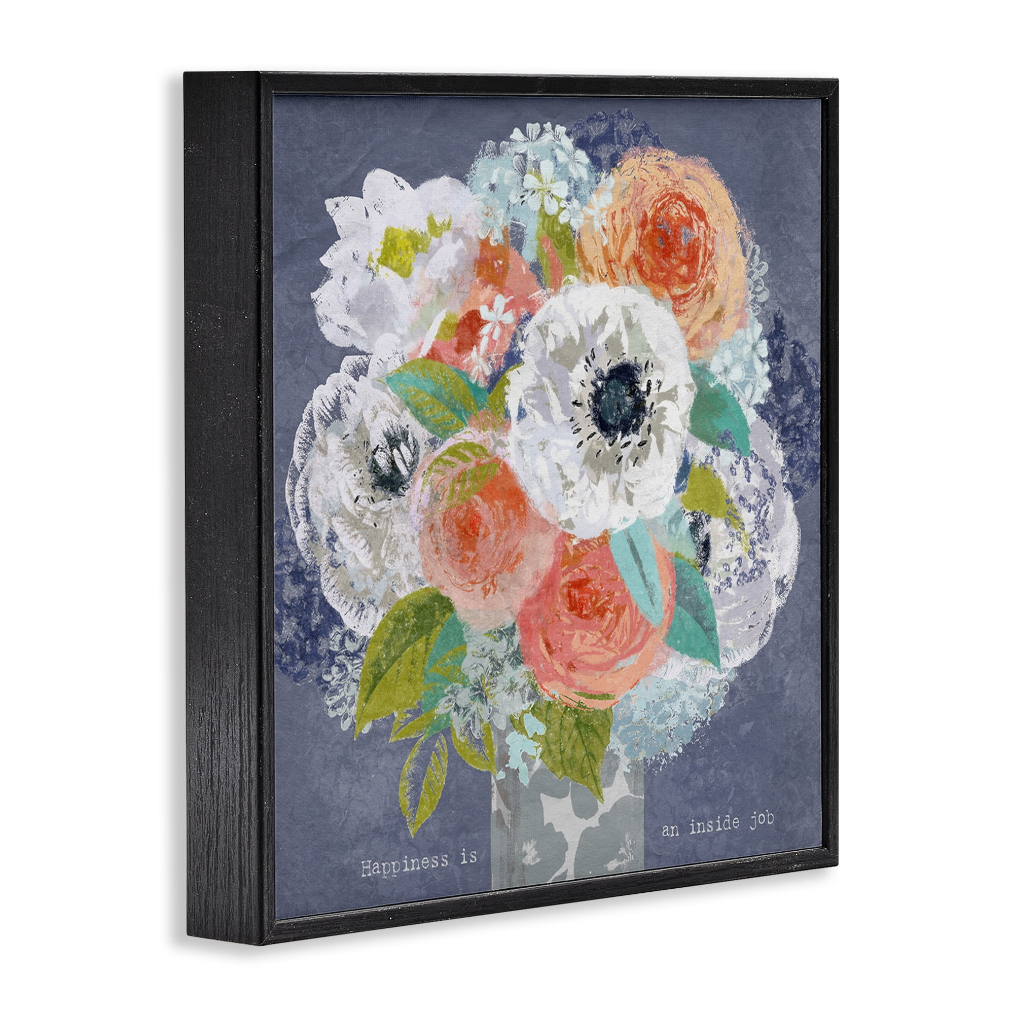 Stupell Industries Happiness Is An Inside Job Black Framed Giclee Art, design by Suzanne Nicoll