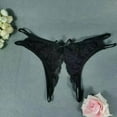 thumbnail image 2 of Elainilye Fashion Womens Crotchless Panties Set Sexy Transparent Underwear Sling Solid Color Thong Underwear,Black, 2 of 5