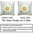 thumbnail image 3 of Spring Floral Pillow Covers 16x16 White Daisy Flower Pillows Cases White and Gray Checked Pillow Covers Spring Home Decor for Indoors Couch Bed Living Room in 2 Pcs, 3 of 6