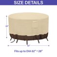 thumbnail image 3 of Roastove Round Patio Furniture Covers, 100% Waterproof Outdoor Table Chair Set Covers, Anti-Fading Cover for Outdoor Furniture Set, UV Resistant, 62" DIAx28 H,Beige & Brown, 3 of 6