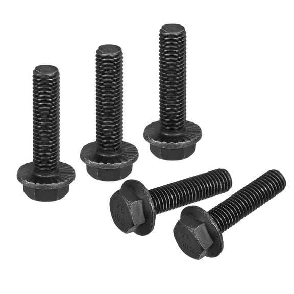 M10x40mm Hex Serrated Flange Bolts 10.9 Grade Carbon Steel Screws 5 Pack