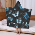 thumbnail image 5 of Black Blue Butterfly Dandelion Pattern Hooded Bath Towel，50"x30" for Ages 3 To 12 Kids, Quick Dry Lightweight Soft Microfiber Hood Beach Towel Cover Up for Kids, 5 of 7