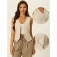 thumbnail image 2 of Unique Bargains Women's Waistcoat Sleeveless Button Down V Neck Crop Top Summer Vest XS Khaki, 2 of 6