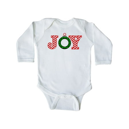 

Inktastic Joy Christmas Ornament with Candy Cane Stripes Gift Baby Boy or Baby Girl Long Sleeve Bodysuit