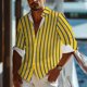 thumbnail image 1 of Camisa informal con estampado de cebra y estampado de leopardo para hombre, moda , con estampado 3D, estilo urbano, con solapa, manga larga, elástica, talla 6XL, 1 of 6