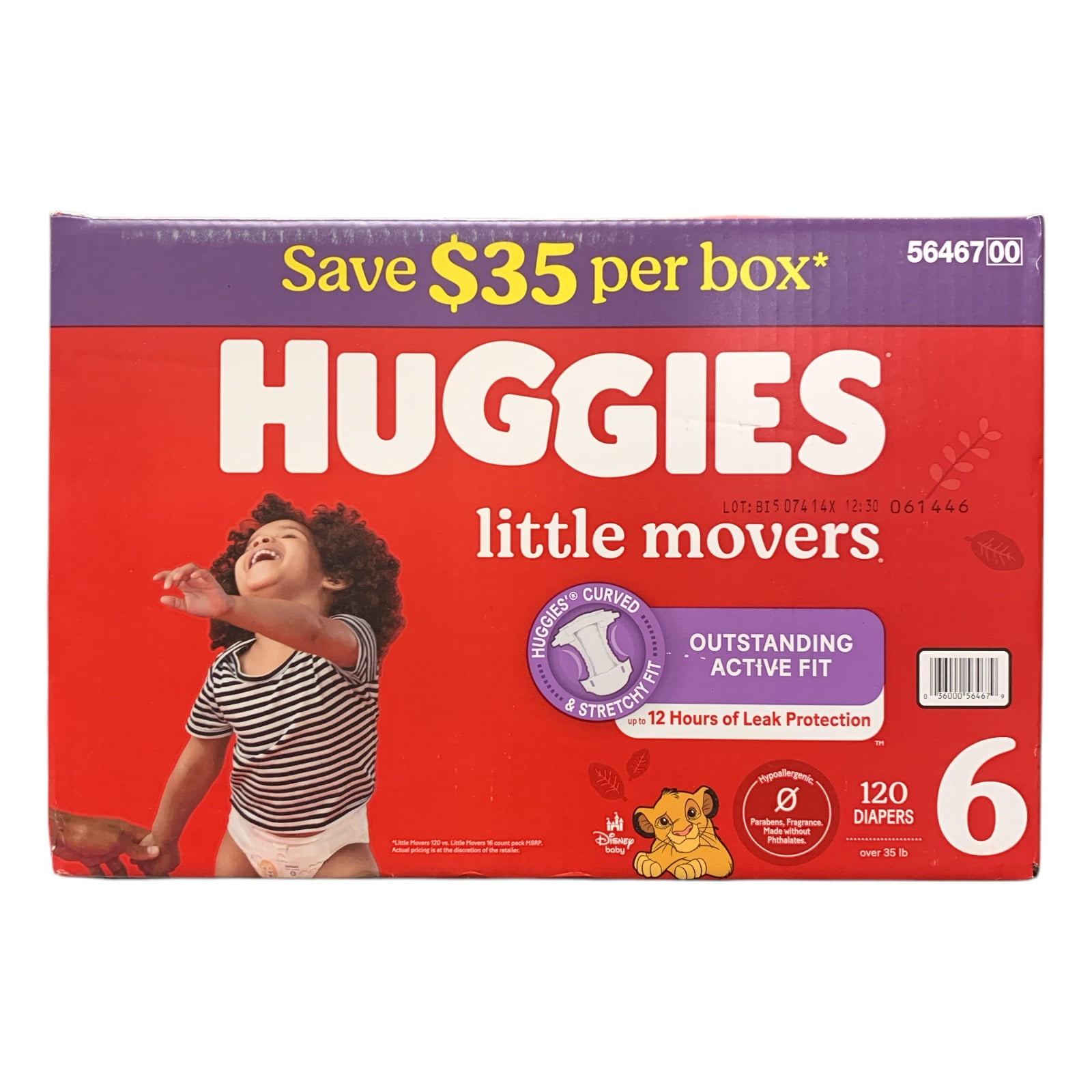 Huggies Little Movers Baby Diapers, Size 6 (35+ Pounds), 120 Count