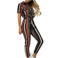thumbnail image 3 of SELONE Jumpsuits for Women Casual With Sleeves Short Sleeve Trendy Casual with Belted Long Pant Fashion Solid Color Lapel Belt Overalls for Everyday Wear Running Errands Work Casual Event Multicolor L, 3 of 4