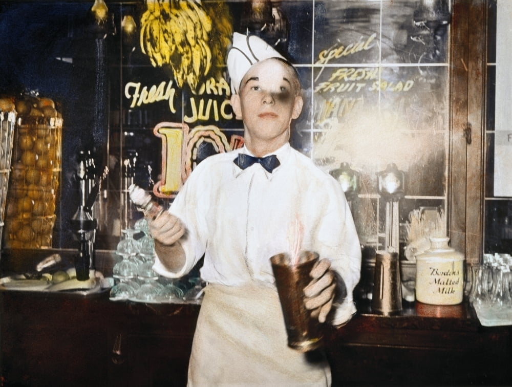 Soda Jerk 1939 Na Soda Jerk At A Soda Fountain In Corpus Christi Texas Oil Over A Photograph