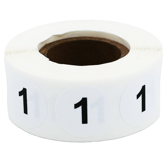 Circle Dot Number 1 Stickers | 0.75" Inch Round | 500 Pack