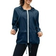 thumbnail image 2 of Htigea Outdoor Rain Jacket for Women Lightweight Waterproof Raincoat Full Zip Up Hooded Windbreaker with Pockets Light Blue L, 2 of 9