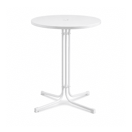 Cocktail Belly Bar Table 32 Inch Round Highboy Table, 42” Height High Top Table with Umbrella Hole, Portable Heavy Duty Steel Frame for Parties, Wedding, Bistro, Indoor Outdoor Use (White)