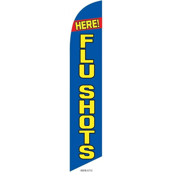 Flu Shots Here Advertising Feather Banner Swooper Flag, Replacement Flag Only