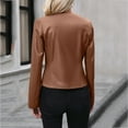 thumbnail image 5 of Yucgh Women's Casual Long-Sleeved Solid Color PU Motorcycle Leather Jacket, Edgy and Stylish Outerwear for Everyday Wear, Comfortable Fit,M, 5 of 7