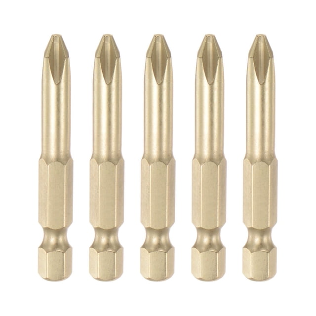 5uds PH2 Phillips Cabeza Destornillador Taladro 2" Longitud 0.24" Diámetro 1/4 Pulgadas Hexagonal Vástago S2 Acero Magnético Cruzado Cabezal para Eléctrica Herramienta