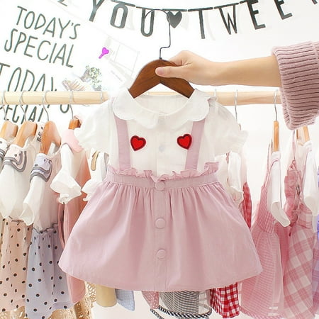 

Huilaibazo Girls Dress Ruffles Love Print Sleeve Dress Clothes Princess Short Baby Girls Girls Dress&Skirt