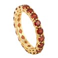 thumbnail image 3 of KIRAN FINE JEWEL Round Round Garnet Eternity Ring Yellow Gold Plated 925 Sterling Silver Anniversary Band Ring Statement Jewelry Gift For Her, 3 of 5