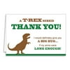 t-rex funny thank you cards and envelopes - dinosaur party novelty item (12-pack)