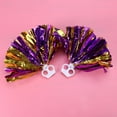 thumbnail image 3 of Ciieeo 2 Pcs Plastic Ring Pom Poms Cheering Squad Spirited Fun Cheerleading Kit Cheer Poms for Both Kids College and High School Competition Cheering Sports Events- Purple and Gold (30cm), 3 of 4