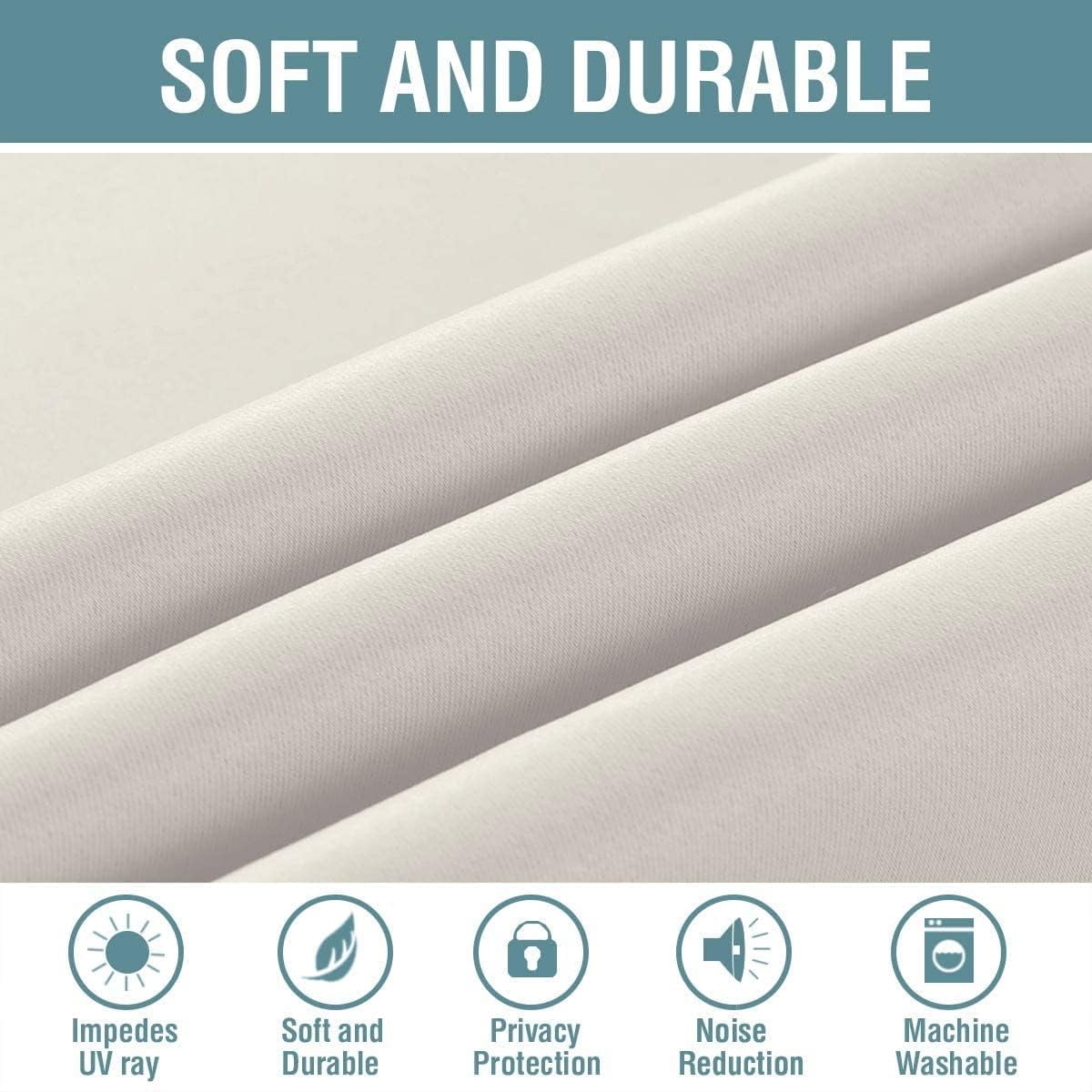 H.VERSAILTEX White Solid Grommet Room Darkening Light Blocking Curtains for Living Room((Ivory, 52" x 84", 1 Panel)