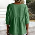 thumbnail image 6 of Lenpel Womens Cotton Linen Tops V Neck 3/4 Sleeve Solid Color Shirts Casual Loose Fit Fashion Lace Patchwork Blouses, 6 of 7