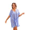 thumbnail image 1 of Tignapoo 2024 Summer New Openwork Knit Beach Cover-Up Dress with Bikini, Loose Fit Color Block Tunic for Women - Blue, 1 of 7