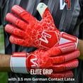 thumbnail image 3 of ONEKEEPER C-TEC Red and White Goalkeeper Gloves – No Finger Spines – Cold Weather with Thin Neoprene Backhand – Pro Goalie Gloves, 3.5mm Contact Latex, Negative Cut, Sizes 5-12, 3 of 10