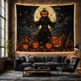 thumbnail image 6 of Pumpkin Head Figure Standing in a Dark Field, Eerie Gothic Style for Halloween Decor Lovers, Haunted Wall Decor, Halloween Gift, Tapestry Wall Hanging for Entryway and Dorm, 6 of 7