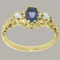 thumbnail image 3 of LBG British Made 18k Yellow Gold Natural Sapphire & Diamond Womens Anniversary Ring - 33 size options - Size 6.5, 3 of 9