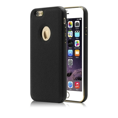 Iphone 6s Case,Mignova Ultra Slim Leather Back Case with Metal Bumber Cover for Apple Iphone 6/6s (Black)