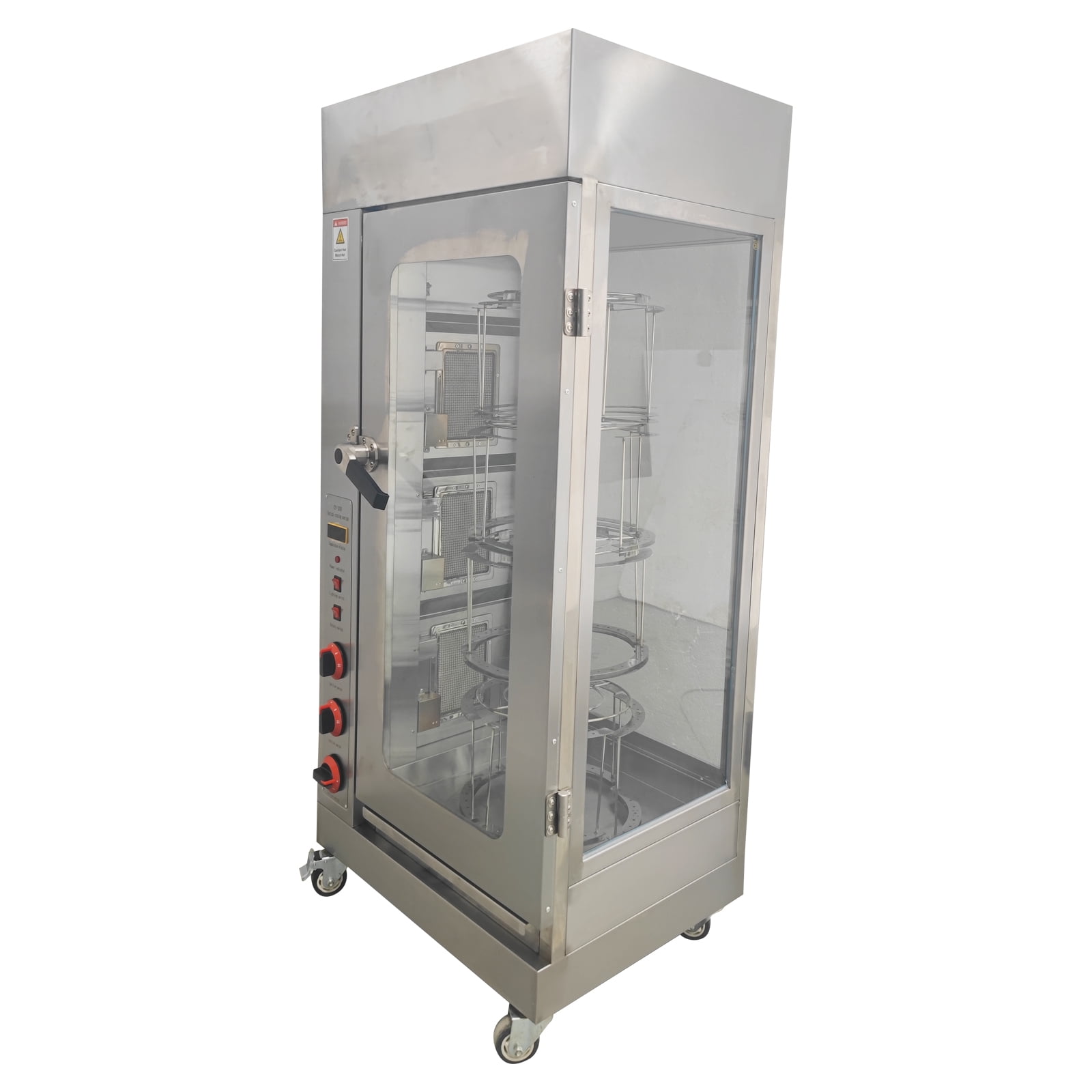 LPG Gas Chicken Rotisserie Oven Machine Rotary Chicken Duck Grill Toaster 110V 122°F-482°F with Drip Tray