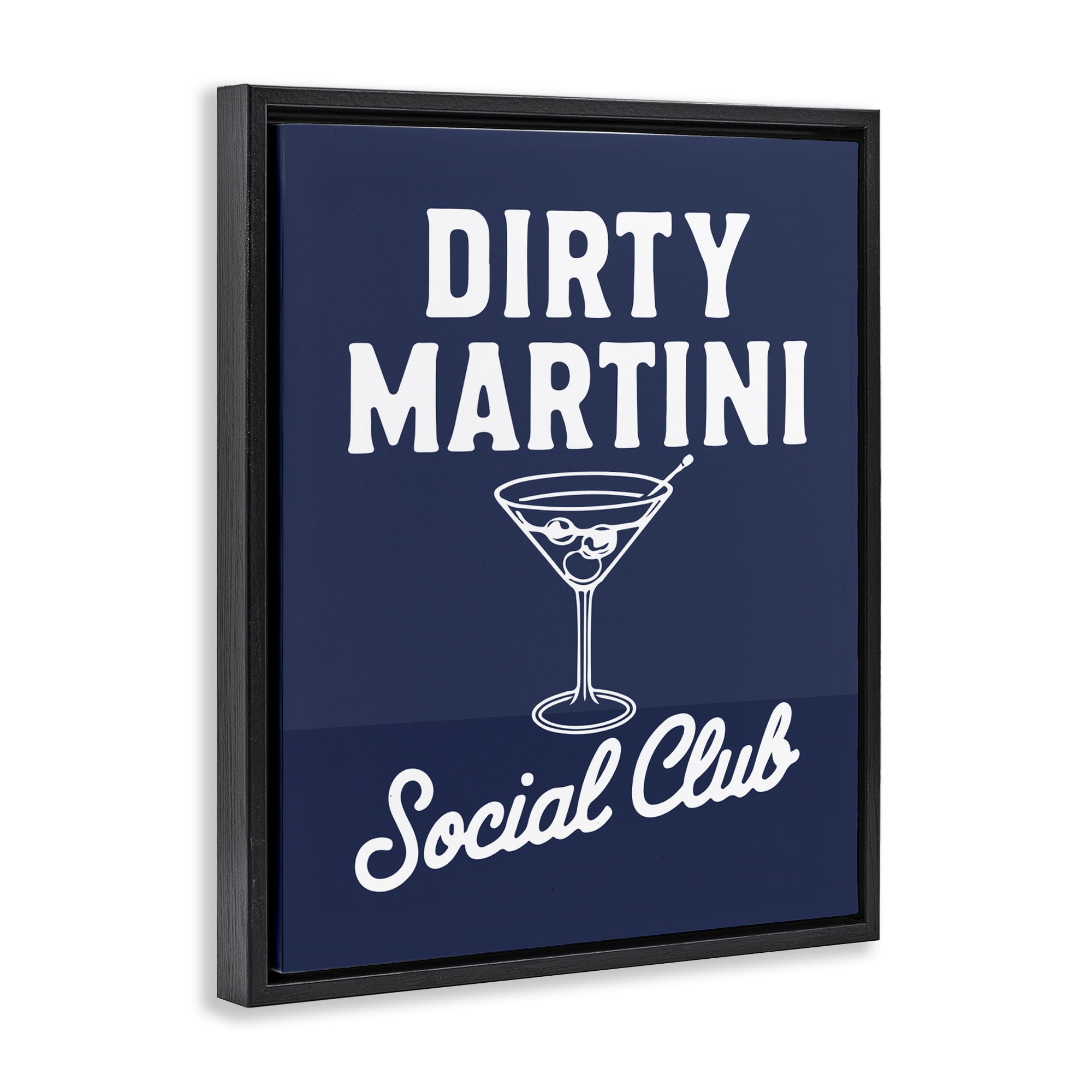 Stupell Industries Retro Dirty Martini Club Black Framed Floater Canvas Wall Art, design by Lettered and Lined