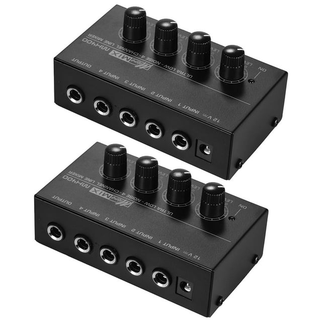 Mezclador De Audio De 2x 4 Canales Micrófono Mezclador Estéreo Portátil Para Bajo Baoblaze Mezclador de audio