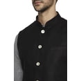 thumbnail image 5 of Ethnix Men's Handmade Banded CollarPure Cotton Linen Nehru Jacket Vest; Black; XS, 5 of 5
