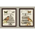 thumbnail image 1 of Vintage French Birdcage, Bird and Butterfly Set; Two 8x10in Brown Framed Prints, 1 of 1