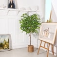 thumbnail image 4 of Artificial Ficus Silk Plants, 6FT Faux Plastic Ficus Tree in Pot with Durable Plastic Trunk, Fake Plant for Home Decor Office House Living Room Indoor Outdoor, 4 of 10