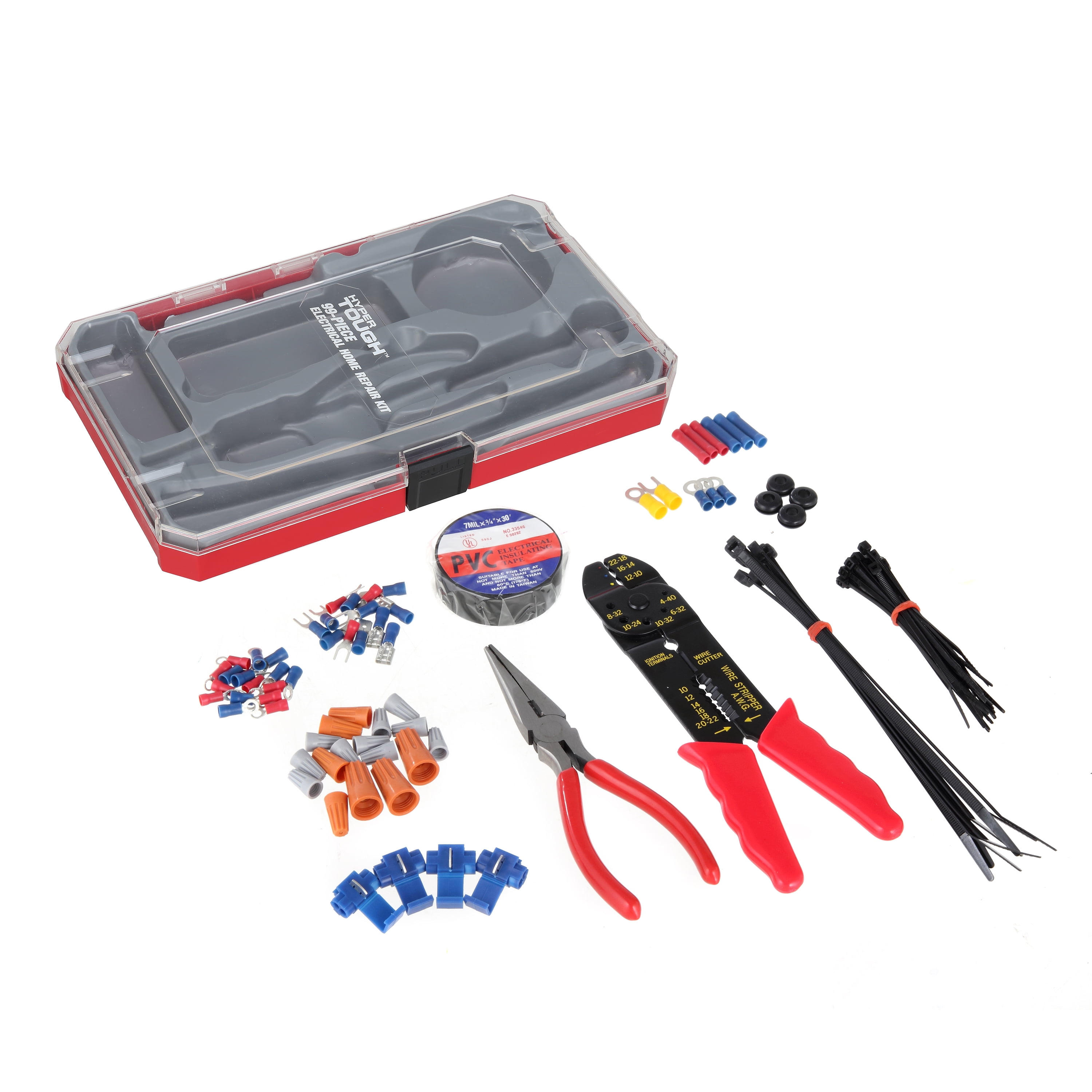 Hyper Tough New 99 Piece Electrical Home Repair Set Including Storage Case TD2179TA
