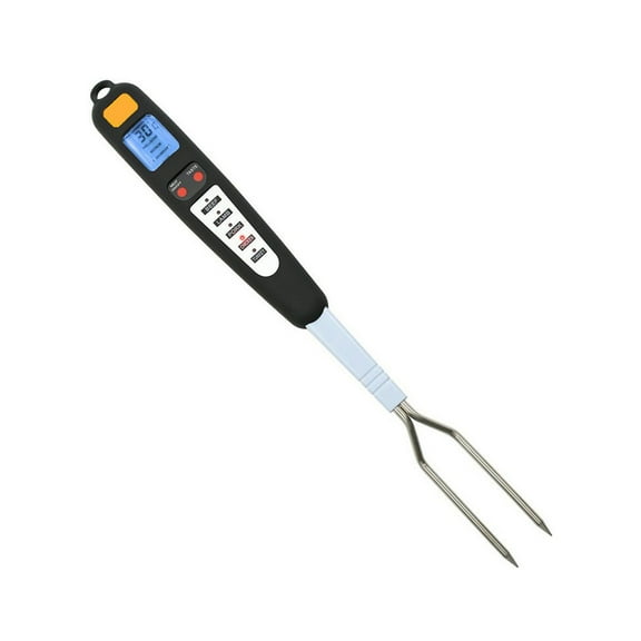 Digital Meat Thermometer Fork for Grilling and Barbecue Fast Read Electronic Probes with Ready Alarm Quick Accurate BBQ Temperature Turner for Steak Chicken Hot Grilled Food