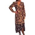 thumbnail image 2 of Apvirdy Vestido largo de manga larga con cuello en V y estampado de leopardo para mujer, talla grande, vestido de fiesta de boda con cinturón, 2 of 5