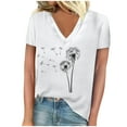 thumbnail image 1 of Camisetas de Manga Corta para las Mujeres, Impresión de Cuello en V Camiseta Casual Top Hecho de 95% Poliéster 5% Spandex para el Uso Diario de Primavera Verano, Camisetas para las Mujeres Casual, 1 of 4