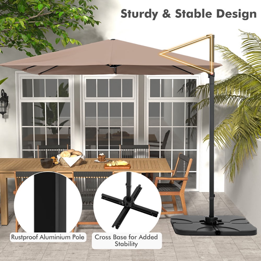 Aimee Lii 9.5 Feet Square Patio Cantilever Umbrella with 360° Rotation, Table Umbrella Outdoor for Patio Pool Beach, Coffee Aimee Lii 9.5 Feet Square Patio Cantilever Umbrella with 360° Rotation, Table Umbrella Outdoor for Patio Pool Beach, Coffee