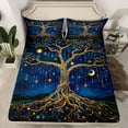 thumbnail image 2 of Castle Fairy Adults Female Men Bohemian Tree Of Life Twin Sheet Sets 3pcs,Starry Sky Moon Twin Fitted Sheet Microfiber,Boho Theme Breathable Flat Sheet,Ultra Soft Home Decor, 2 of 7