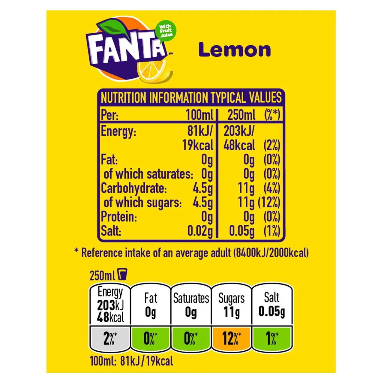 Fanta Lemon Flavored Soft Drink Can 330ml (Pack of 12)