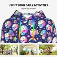 thumbnail image 4 of Fotbe Skull mushroom rainbow space Pattern Womens Long Sleeve Hoodie, Pullover Hooded Sweatshirt, Kangaroo Pocket Hoodie with Eye-catching Drawstrings-XX-Large, 4 of 7